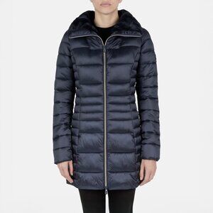 Save The Duck Caroline Satin Puffer Jacket in Navy/Black - sz 5 (XXL)